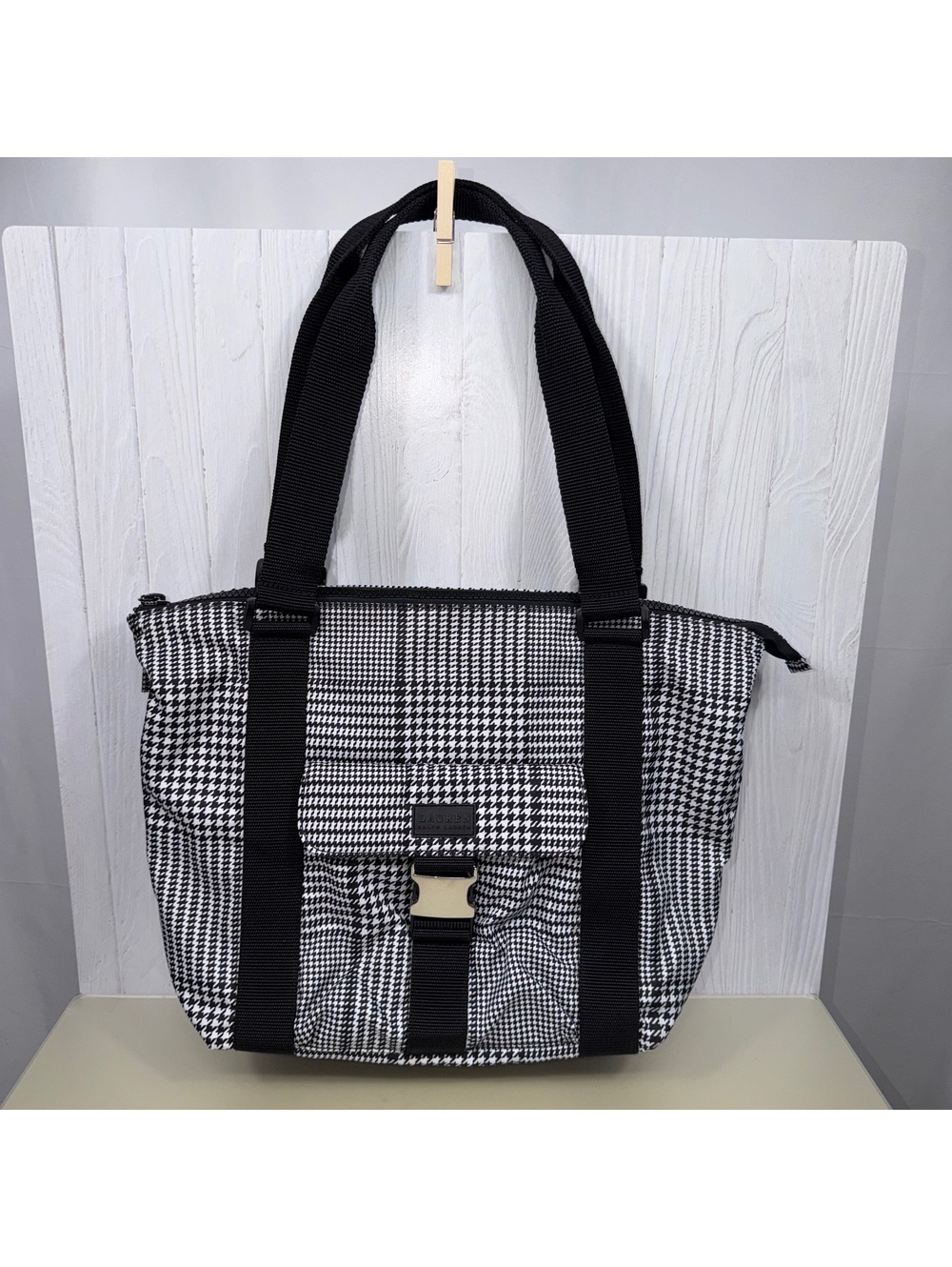 Lauren Ralph Lauren Houndstooth Plaid Tote Bag